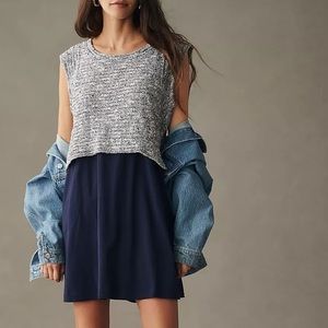 Anthropologie Gray and Blue Layered Dress